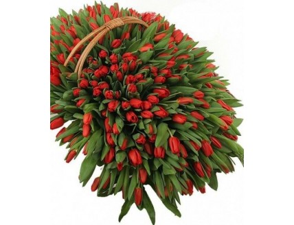 Купить букет - Цветы в корзине «Корзина из 201 тюльпана» с доставкой по Первоуральску в интернет магазине - FLOVERMIXC.RU | по выгодной цене